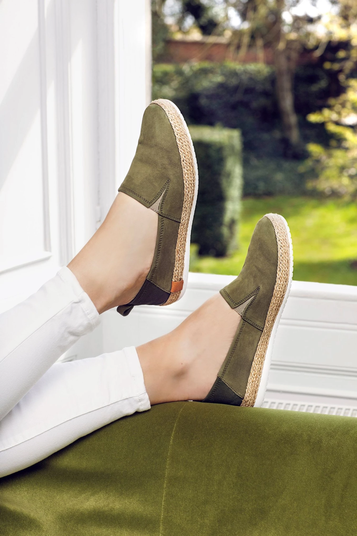 Jones Bootmaker Green Milan Leather Ladies Espadrilles 1 Jones Bootmaker Green Milan Leather Ladies Espadrilles