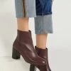 Jones Bootmaker Burgundy Neptune Leather Heeled Ladies Ankle Boots