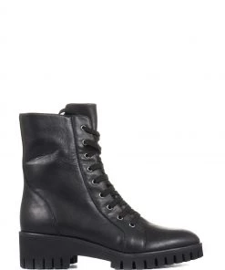 Jones Bootmaker Lauryn Black Leather Combat Boots