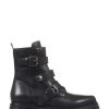 Jones Bootmaker Womens Casimira Black Buckle Biker Boots