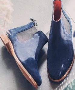 Jones Bootmaker Blue Primrose Goodyear Welted Suede Ladies Chelsea Boots