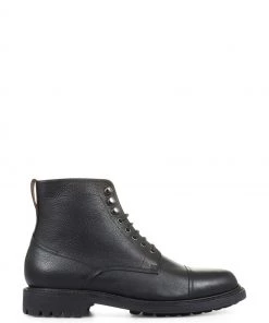 Jones Bootmaker Black Barking Goodyear Welted Leather Ankle Boots