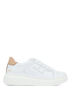 Jones Bootmaker Womens White Enrica Leather Platform Trainers