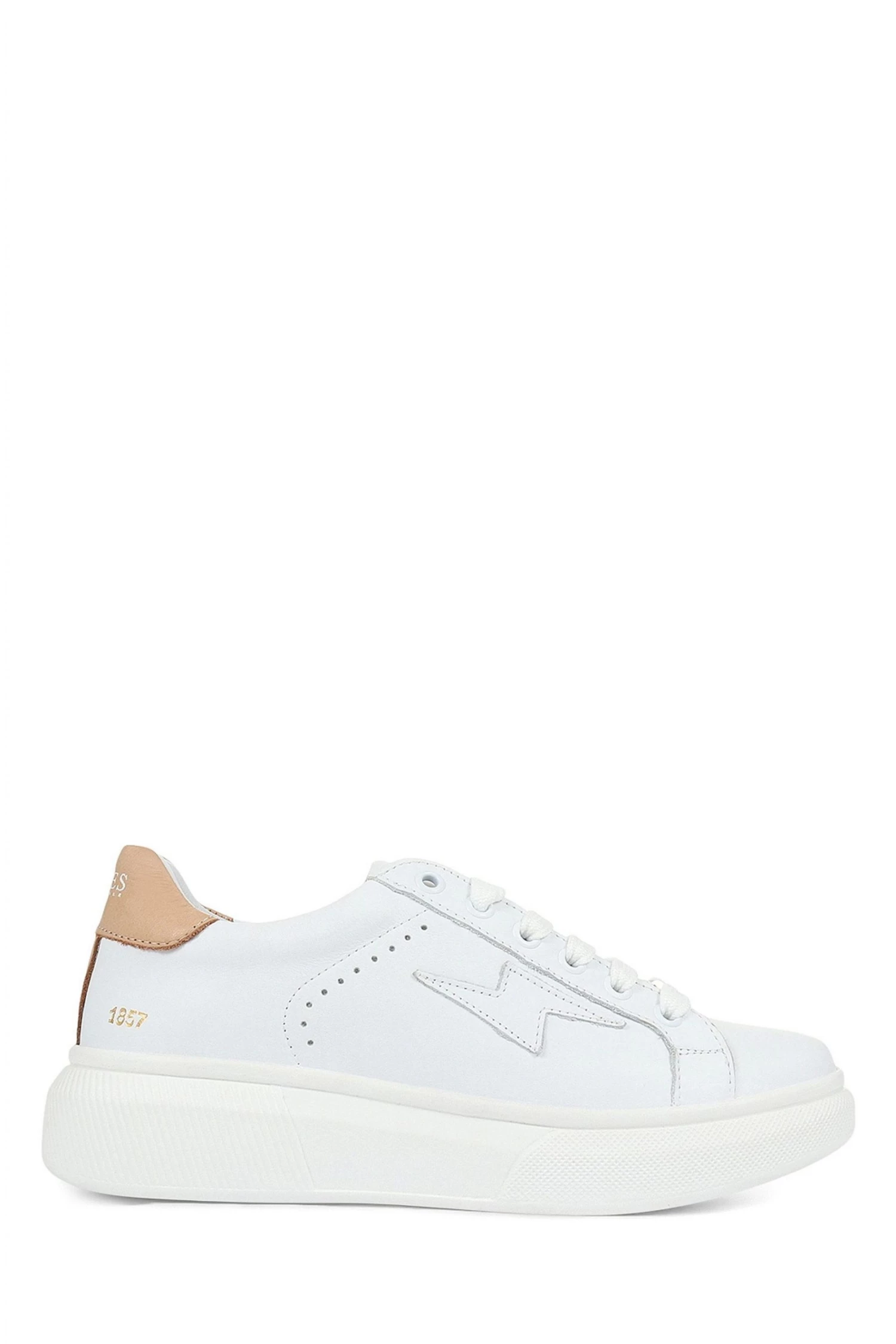 Jones Bootmaker Womens White Enrica Leather Platform Trainers 1 Jones Bootmaker Womens White Enrica Leather Platform Trainers