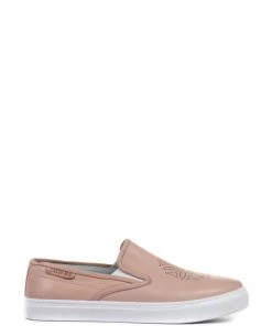 Jones Bootmaker Pink Aoife Ladies Leather Slip-On Trainers