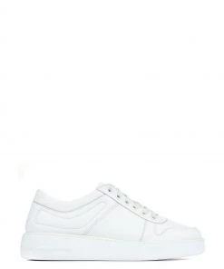 Jones Bootmaker Alani White Leather Platform Trainers