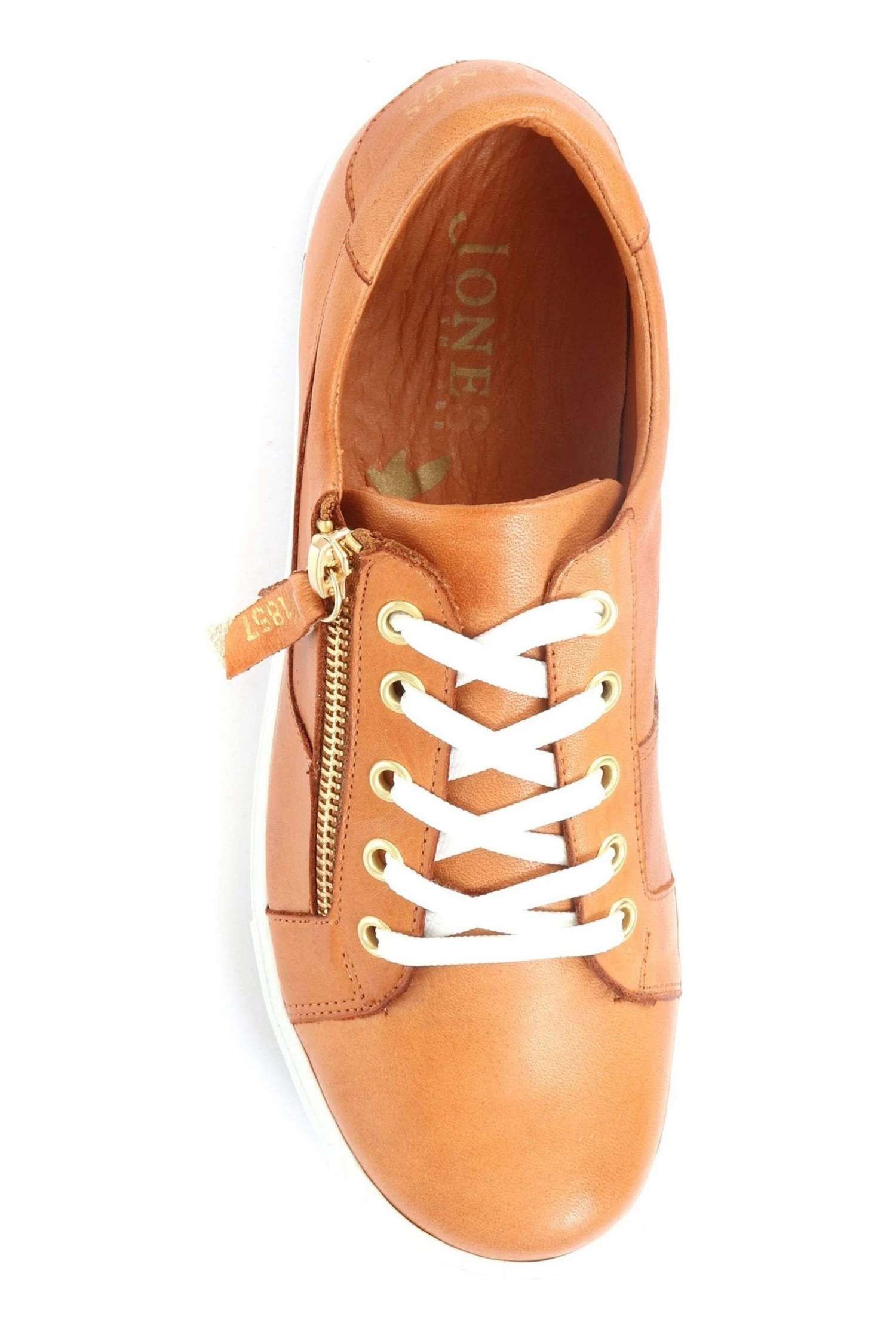 Jones Bootmaker Ladies Brown Padova Leather Lace-Up Trainers 3 Jones Bootmaker Ladies Brown Padova Leather Lace-Up Trainers - Image 3