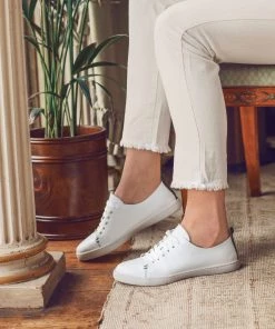 Jones Bootmaker White Midwood Womens Leather Trainers