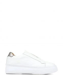 Jones Bootmaker Grenwich White Platform Leather Trainers