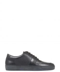 Jones Bootmaker Mens Black Teo Leather Trainers