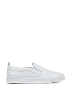 Jones Bootmaker White Saoirse Ladies Leather Slip On Trainers -Jones Bootmaker Sales unnamed file 1828