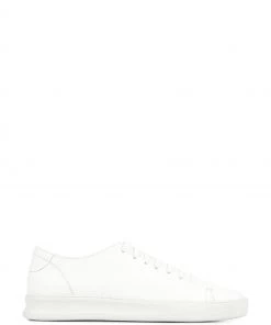 Jones Bootmaker White Slater Leather Lace-Up Trainers