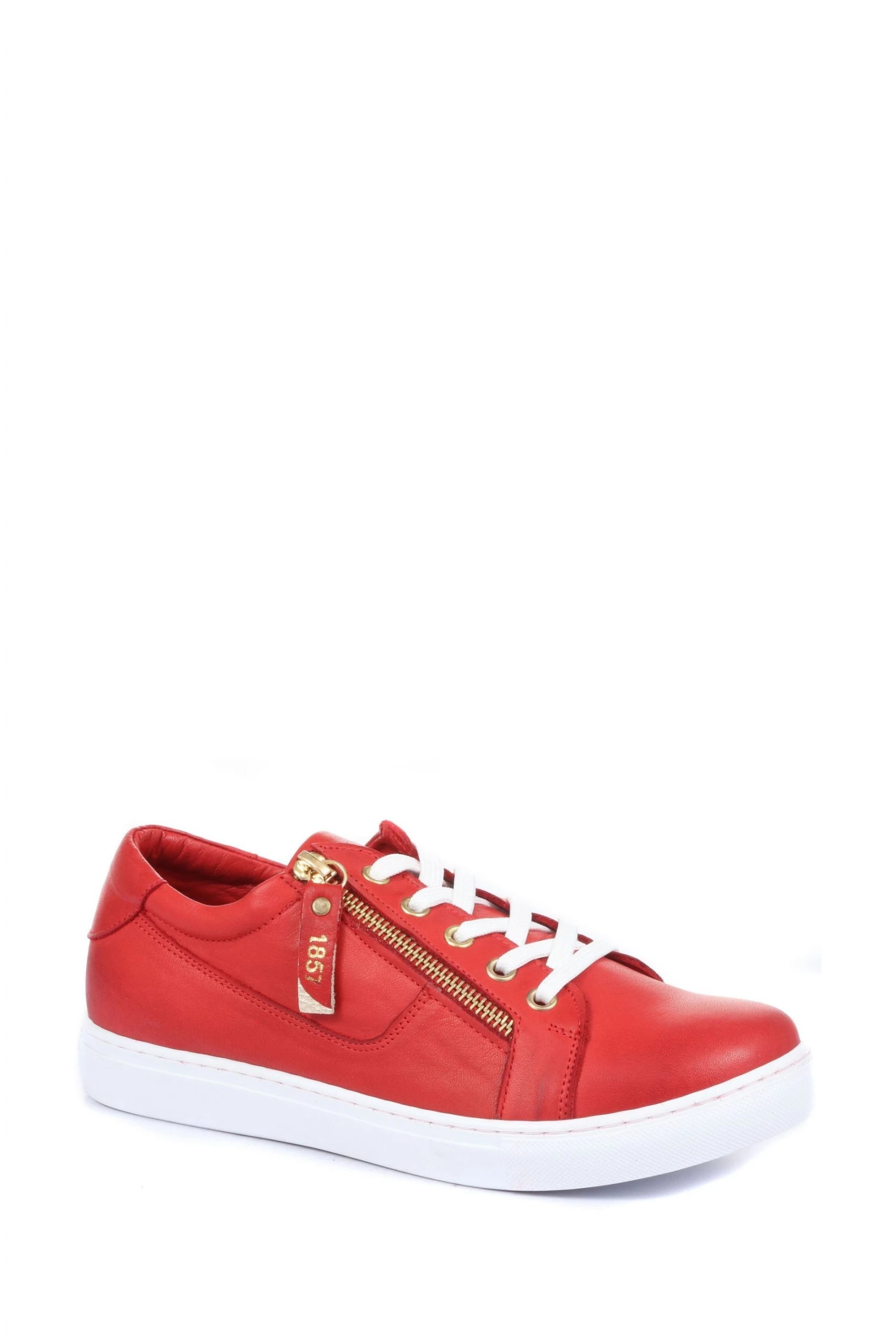 Jones Bootmaker Red Padova Leather Lace-Up Trainers 2 Jones Bootmaker Red Padova Leather Lace-Up Trainers - Image 2