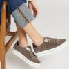 Jones Bootmaker Grey Alisha Leather Lace-Up Trainers