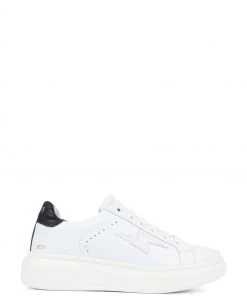 Jones Bootmaker Enrica White Leather Platform Trainers