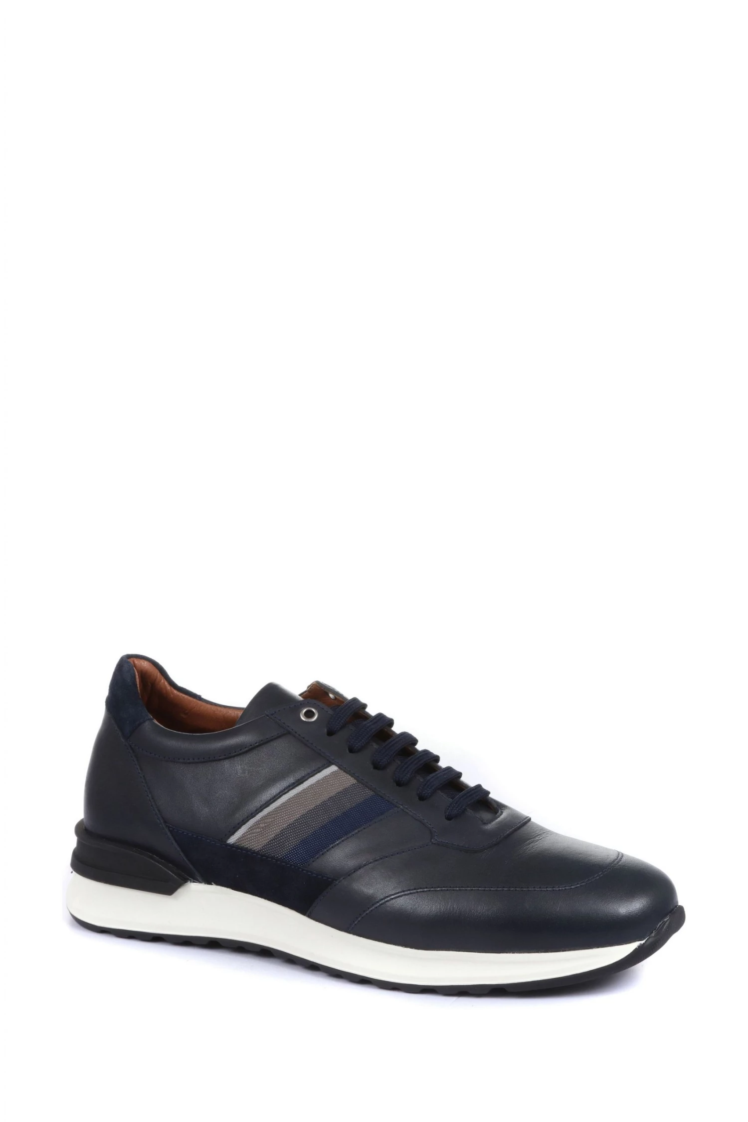 Jones Bootmaker Blue Shenzhen Men's Leather Lace-Up Trainers 2 Jones Bootmaker Blue Shenzhen Men's Leather Lace-Up Trainers - Image 2
