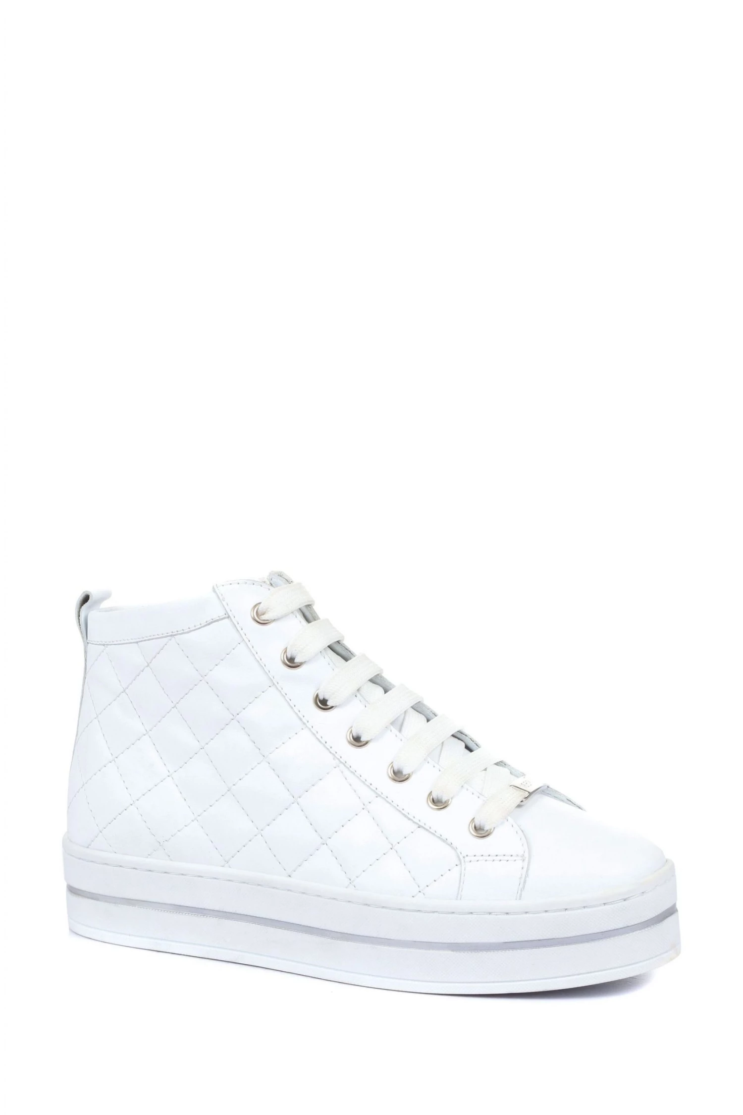 Jones Bootmaker Elenore White Leather Quilted Trainers 2 Jones Bootmaker Elenore White Leather Quilted Trainers - Image 2
