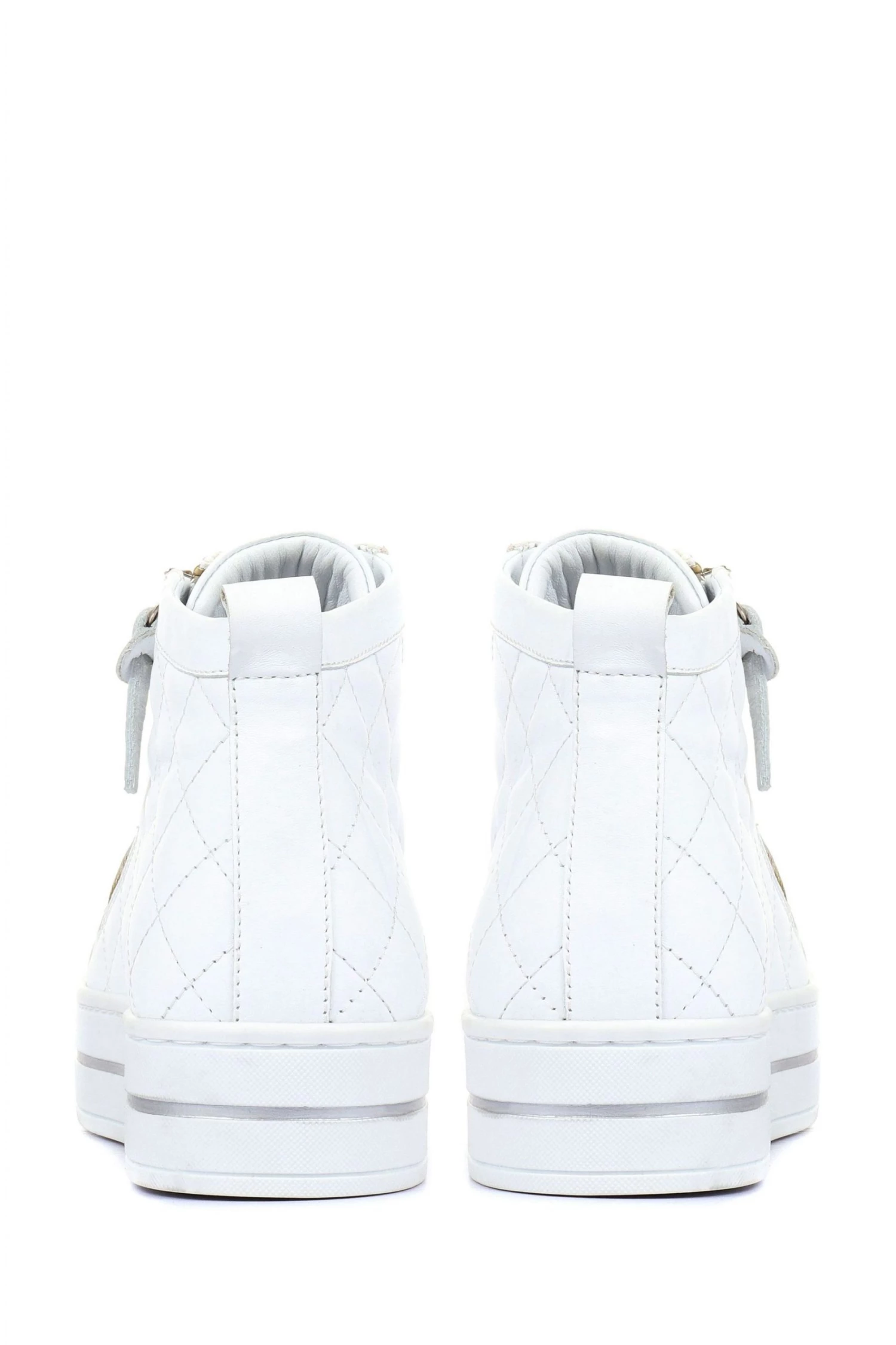 Jones Bootmaker Elenore White Leather Quilted Trainers 3 Jones Bootmaker Elenore White Leather Quilted Trainers - Image 3