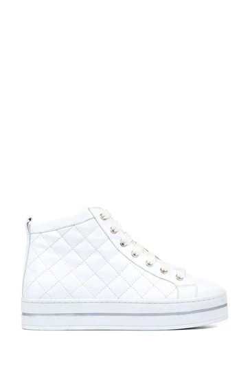 Jones Bootmaker Elenore White Leather Quilted Trainers 7 Jones Bootmaker Elenore White Leather Quilted Trainers - Image 7