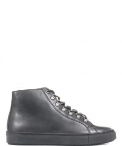 Jones Bootmaker Mens Black Dominico Leather Trainers