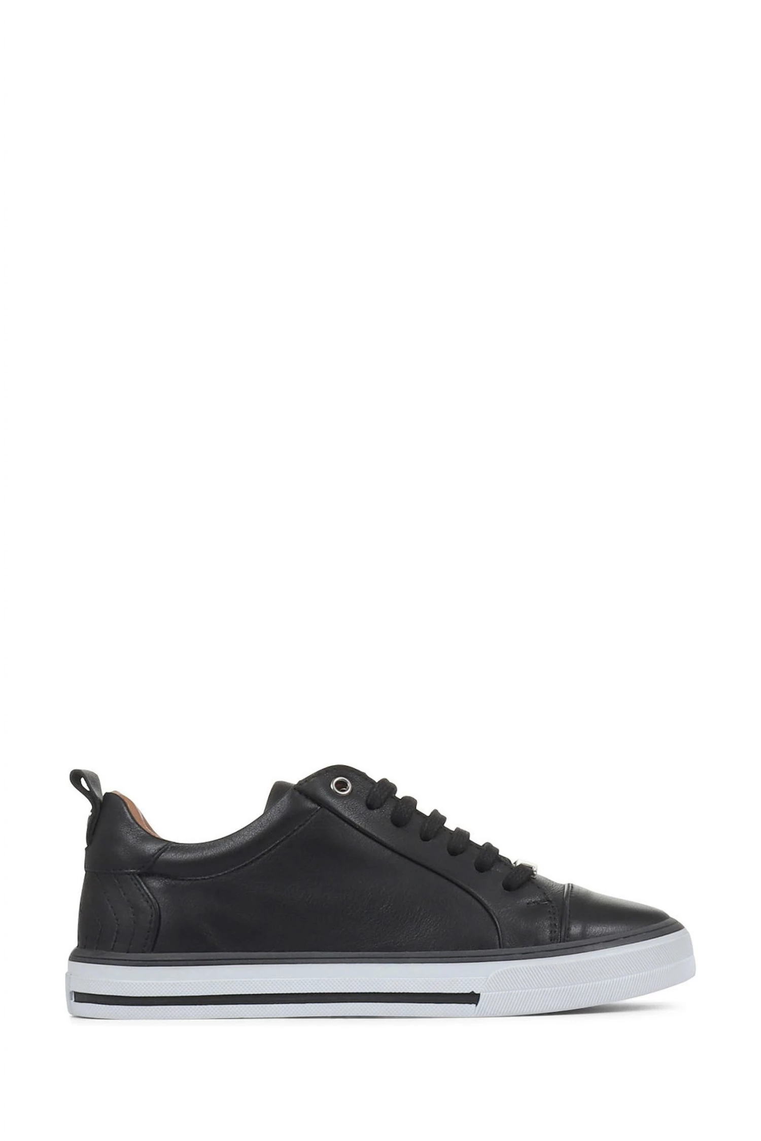 Jones Bootmaker Black Bridget Ladies Leather Lace-Up Trainers 1 Jones Bootmaker Black Bridget Ladies Leather Lace-Up Trainers