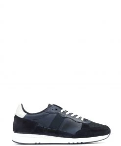 Jones Bootmaker Blue Theo Leather Lace-Up Trainers