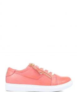 Jones Bootmaker Pink Padova Leather Lace-Up Trainers