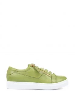 Jones Bootmaker Green Padova Leather Lace-Up Trainers