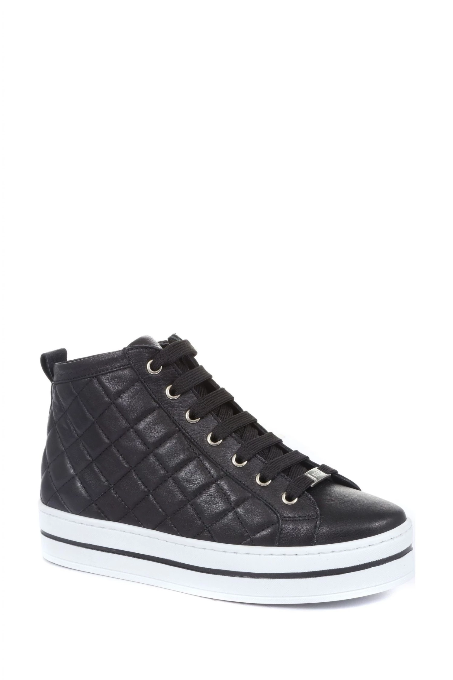 Jones Bootmaker Elenore Black Leather Quilted Trainers 2 Jones Bootmaker Elenore Black Leather Quilted Trainers - Image 2