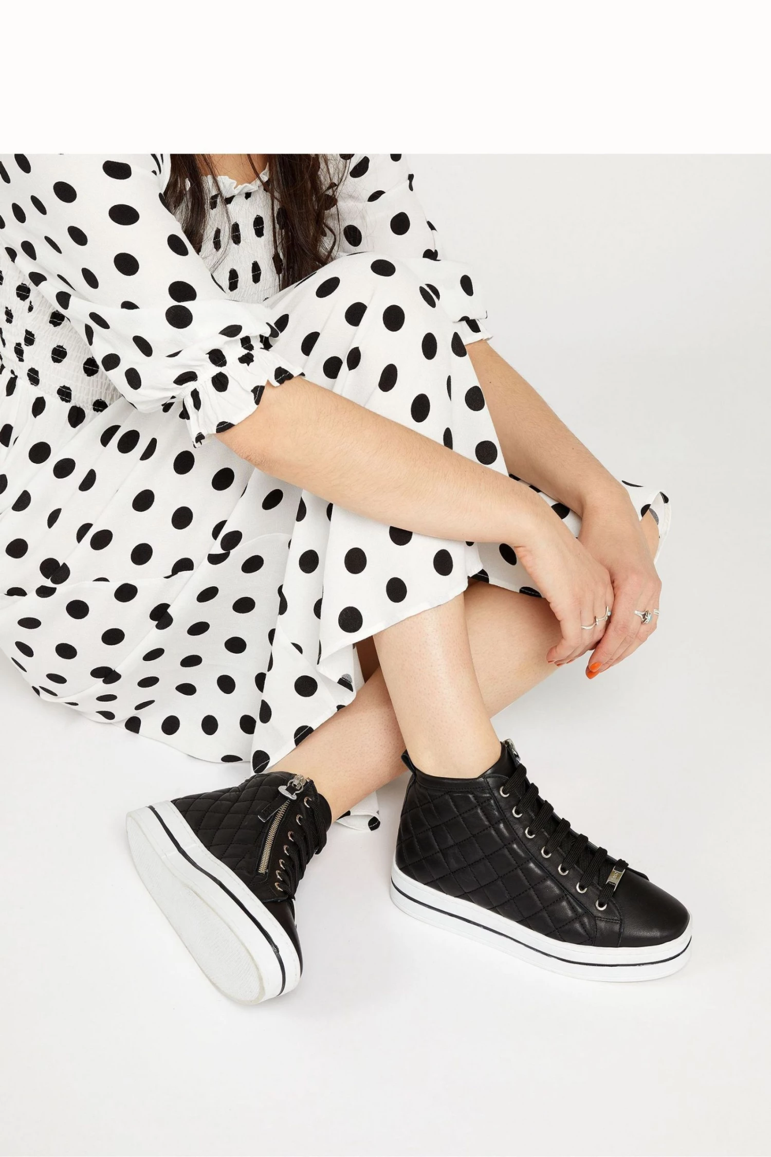 Jones Bootmaker Elenore Black Leather Quilted Trainers 6 Jones Bootmaker Elenore Black Leather Quilted Trainers - Image 6