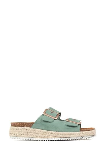 Jones Bootmaker Teal Blue Platform Double Buckle Mules 6 Jones Bootmaker Teal Blue Platform Double Buckle Mules - Image 6