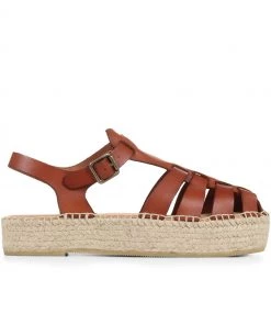 Jones Bootmaker Adelynn Tan Brown Platform Espadrille Sandals