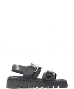 Jones Bootmaker Black Madalynn Dual Strap Chunky Sandals