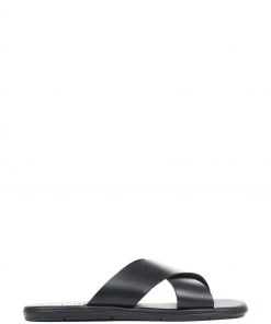 Jones Bootmaker Black Eli Men's Leather Slider Sandals