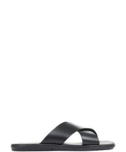 Jones Bootmaker Black Eli Men's Leather Slider Sandals -Jones Bootmaker Sales unnamed file 2290