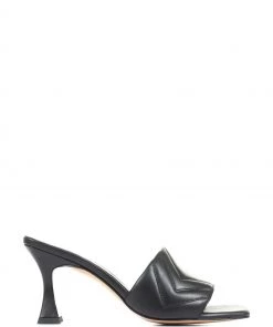 Jones Bootmaker Black Bianka Quilted Leather Heeled Mules