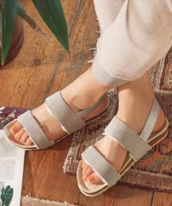 Jones Bootmaker Grey Laural Womens Twin Strap Sandals