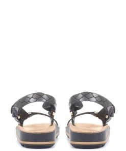 Jones Bootmaker Ladies Black/Silver Beach Flat Sandals -Jones Bootmaker Sales unnamed file 2347 scaled