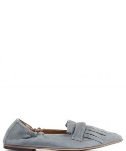 Jones Bootmaker Ladies Blue Wren Suede Leather Fringe Loafers