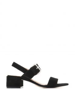 Jones Bootmaker Charlee Black Leather Block Heel Sandals