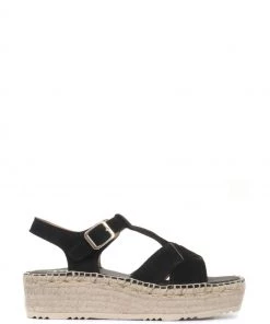Jones Bootmaker Black Adrienne Ladies Leather Espadrille Sandals