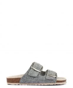 Jones Bootmaker Grey Lexi Womens Dual Strap Mules