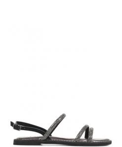 Jones Bootmaker Giorgia Black Flat Leather Sandals -Jones Bootmaker Sales unnamed file 2471