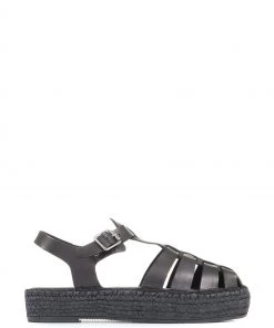 Jones Bootmaker Adelynn Black Platform Espadrille Sandals