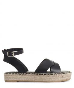 Jones Bootmaker Ladies Black Agnes Leather Flatform Sandals