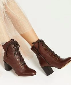 Jones Bootmaker Sales 5 Jones Bootmaker Tan Liana Lace-Up Heeled Ladies Ankle Boots