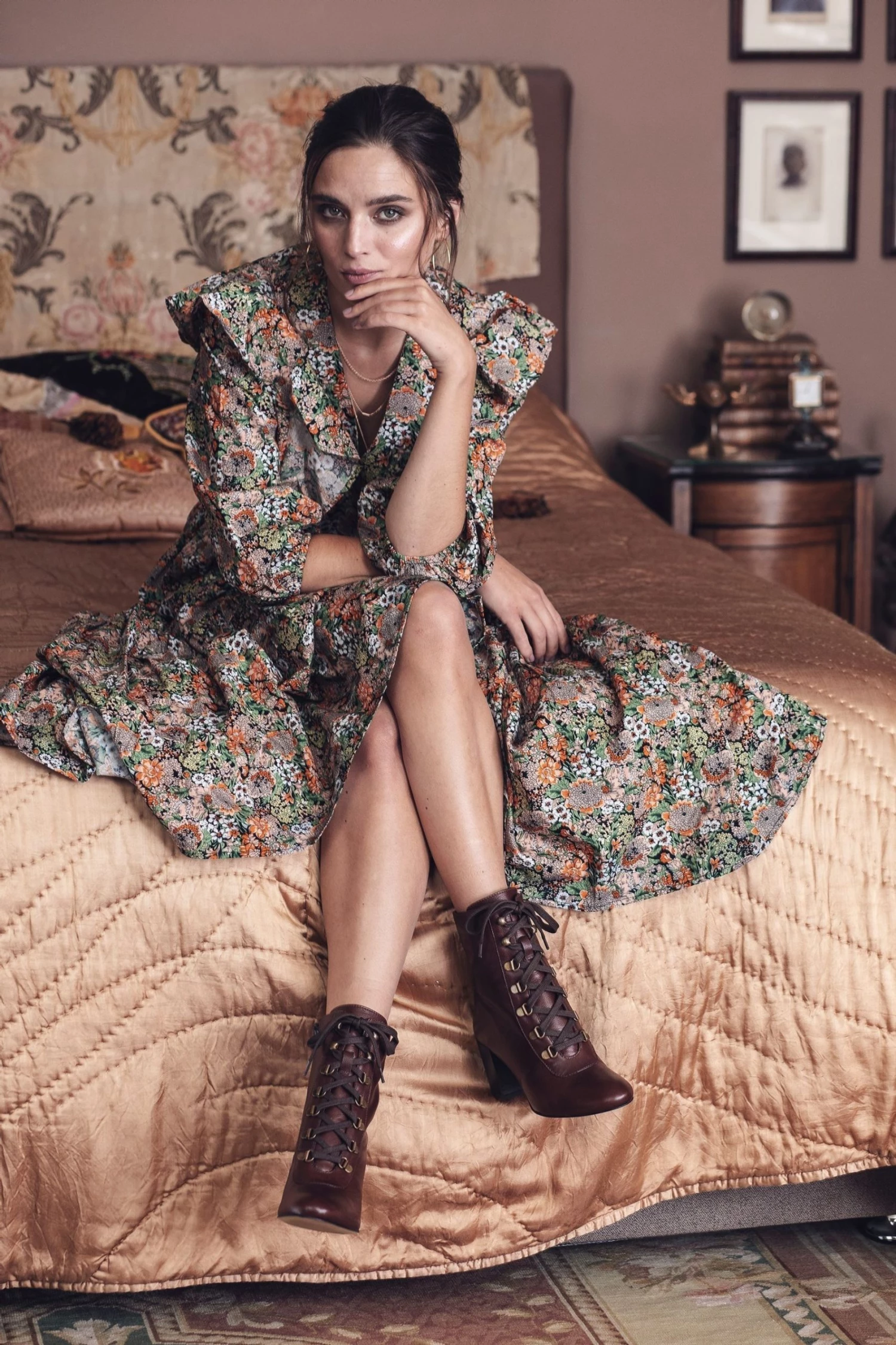 Jones Bootmaker Tan Liana Lace-Up Heeled Ladies Ankle Boots 2 Jones Bootmaker Tan Liana Lace-Up Heeled Ladies Ankle Boots - Image 2