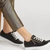 Jones Bootmaker Black Padova Ladies Leather Lace-Up Trainers