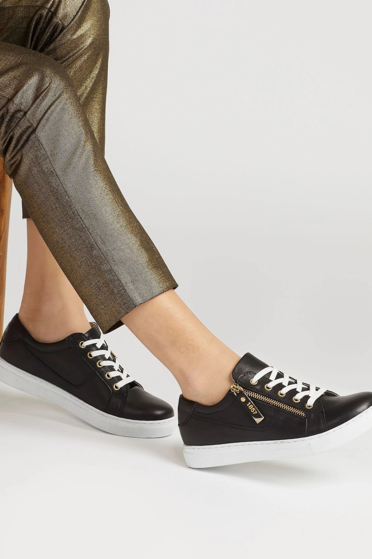 Jones Bootmaker Black Padova Ladies Leather Lace-Up Trainers 1 Jones Bootmaker Black Padova Ladies Leather Lace-Up Trainers