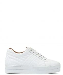 Jones Bootmaker White Amira Leather Platform Trainers